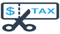 Tax and scissors icon representing tax savings through HSA insurance plans