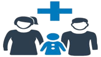 Family health icon representing tax-deductible HSA insurance plans